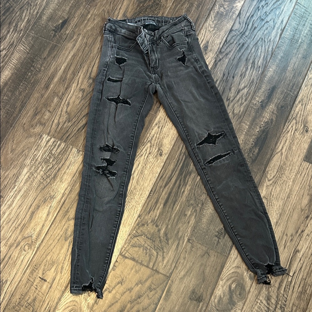 American Eagle Outfitters Ripped Charcoal Skinny Jeans